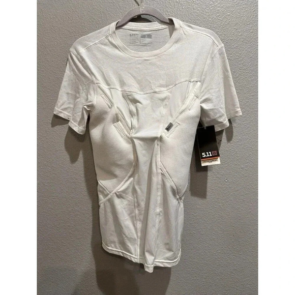 5 11 Tatical Mens Undershirt Conceal Carry Base Layer Shirt White Size Small New - Picture 1 of 9